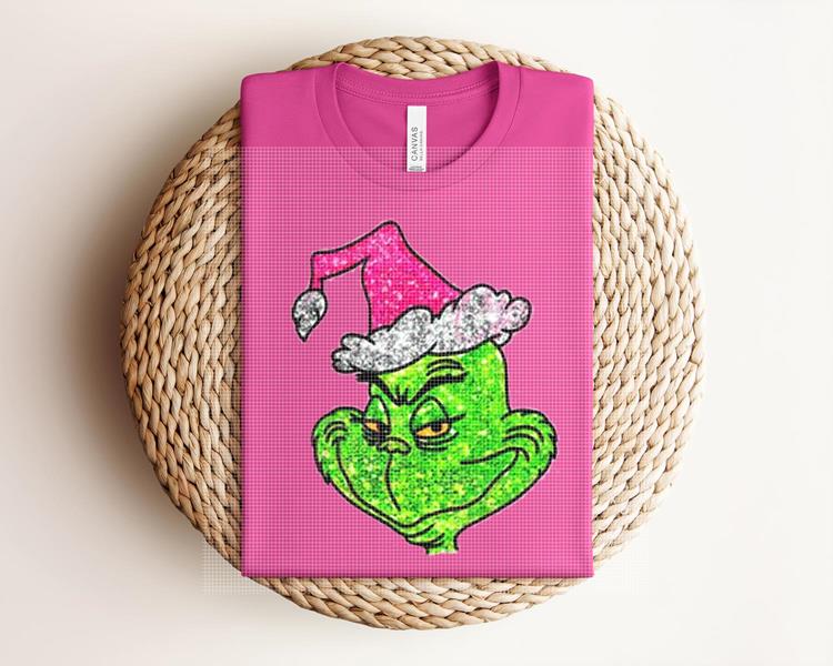 Faux Glitter Pink Gr*nch Graphic Tee product image 1