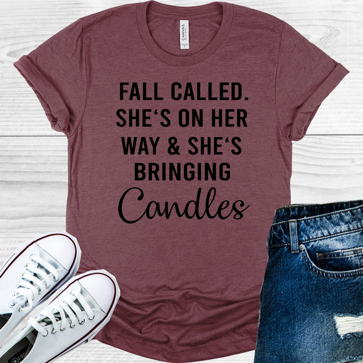 Fall Called She's on Her Way and Bringing Candles Graphic product image 1