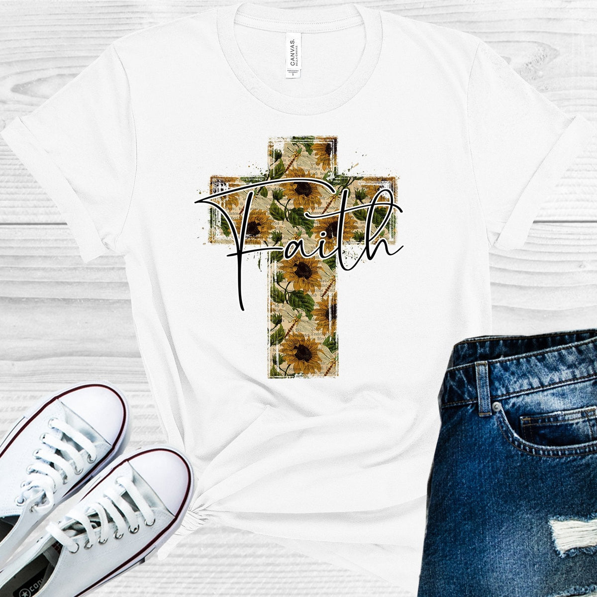 Faith Sunflower Cross Graphic Tee product image 1